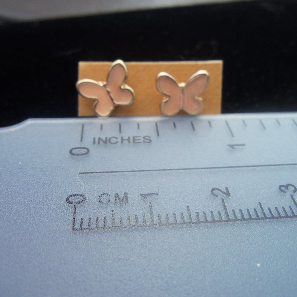 Pink Butterflies Pierced Earrings